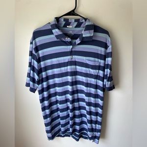 Peter Millar Seaside Wash M Short Sleeve Golf Polo Shirt Blue Purple Striped